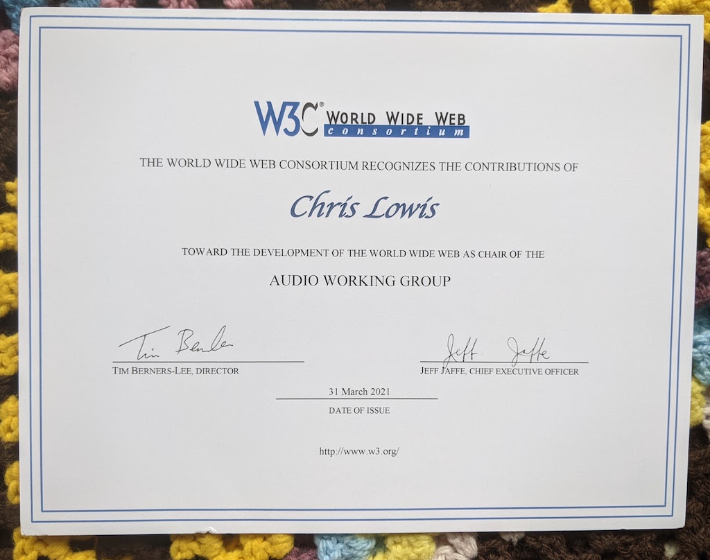 Certificate from W3C